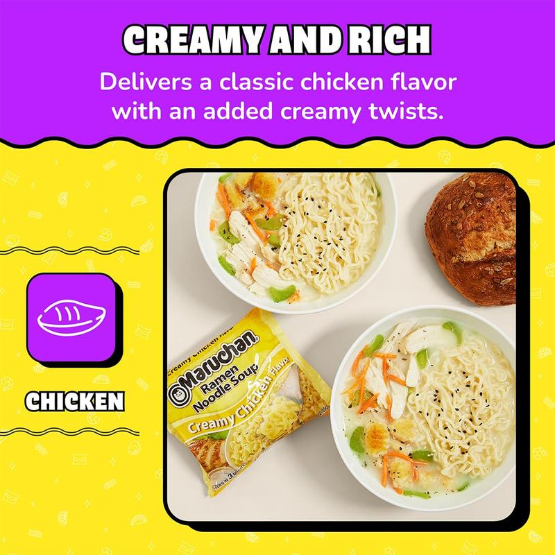 Maruchan Ramen Creamy Chicken, Instant Ramen Noodles, Ready to Eat Meals, 3 Oz, 24 Count