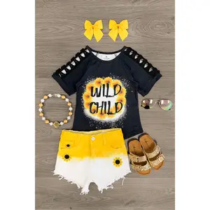 "Wild Child" Crochet Denim Short Set