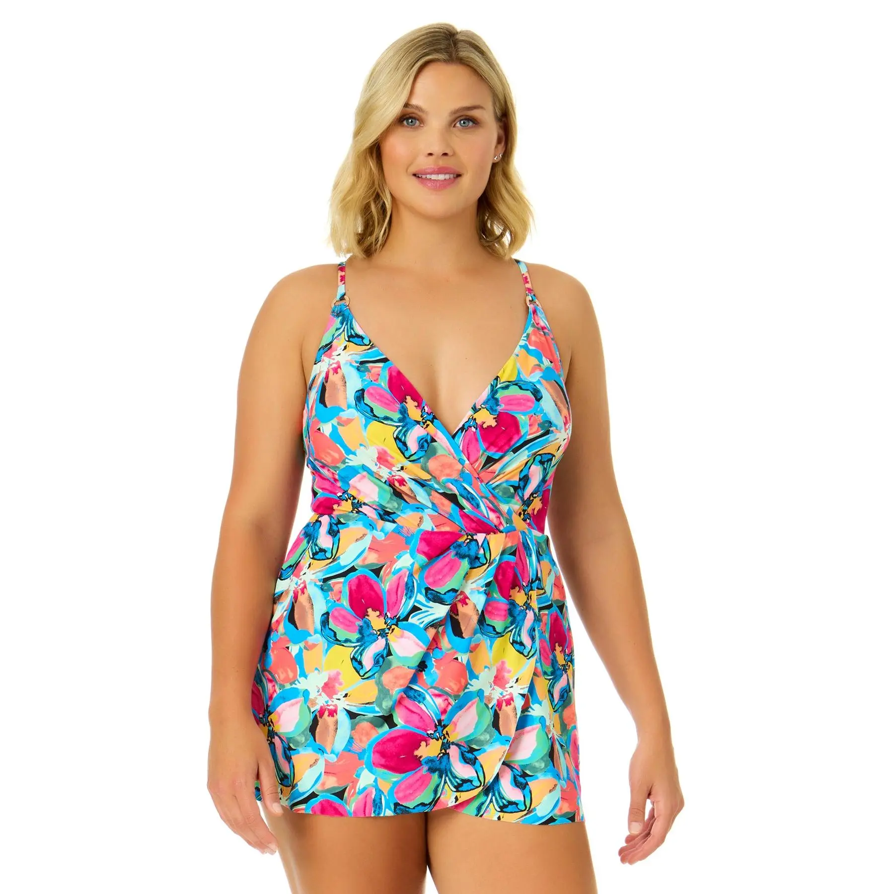 Women's Amalfi Floral Swim Dress With Skirted Bottom