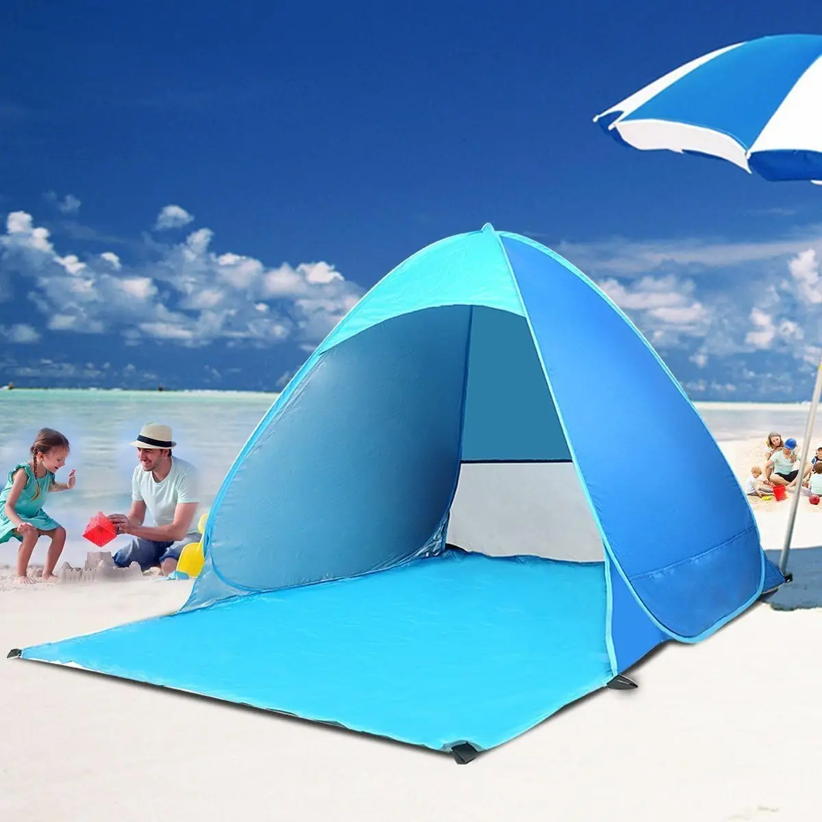 Pop Up Beach Tent Shade Sun Shelter UPF 50+ Canopy Cabana 2-3 Person for Adults Baby Kids Outdoor Activities Camping Fishing Hiking Picnic Touring