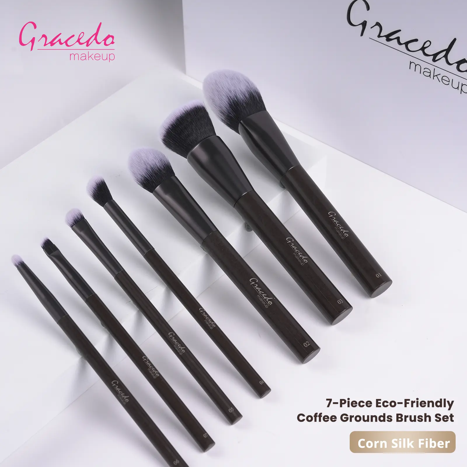 Eco-Friendly 7PCS Makeup Brush Set Made from Coffee Grounds – Sustainable, Soft & Cruelty-Free Brushes for Foundation, Blush, Eyeshadow – Natural Beauty Tools Gift for Women