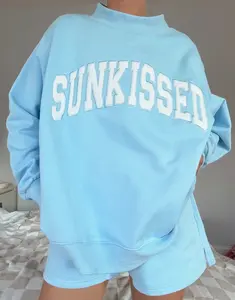 Berry Blue Sunkissed Embroidered Mockneck