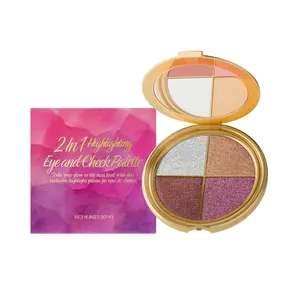 2-in-1 Eye & Cheek Palette - Multi-Use Shimmer Eyeshadow, Blush & Highlighter, Soft Glam, Saierose Glow