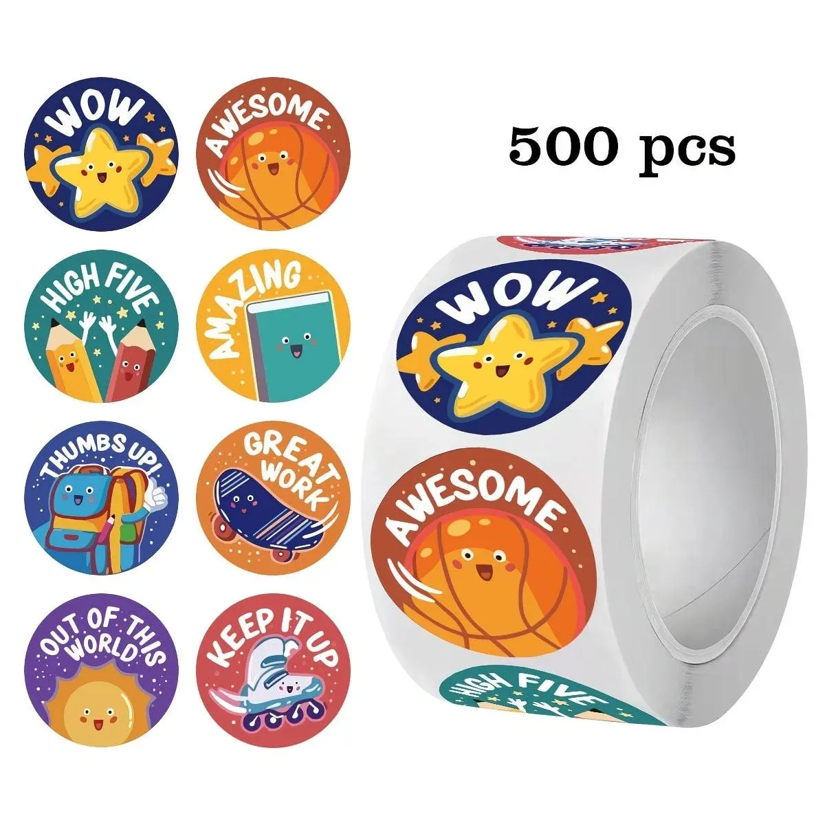 500 Teacher Reward Stickers, Classroom Reward Stickers, Positive Stickers, Funny Stickers to Encourage Learning English, Includes Sticker, Stickers with Joyful Face Stickers, Sticker Packs