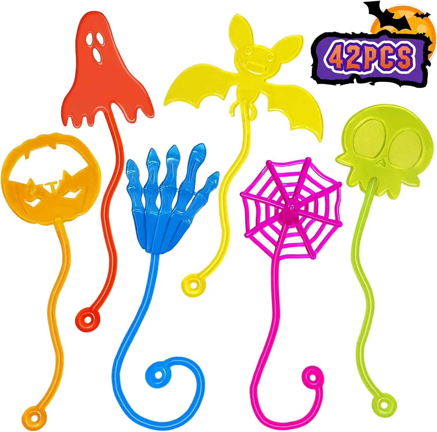 Halloween Gift Sticky Hands Bulk 42 PCS Halloween Party Favors for Kids Gifts | Halloween Trick or Treat Stretchy Sticky Hand Toy Goodie Bag Stuffers Fillers for Kids Classroom Prizes Party Supplies Toys Activities Prizes for Boys Girls