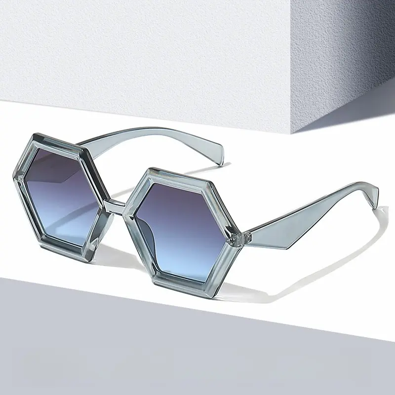 Women's 2026 New Oversized Geometric Hexagonal Polygon Frame Sunglasses - UV400 Protection, Trendy Statement Sports Eyewear for Female Fashion Lovers, Street Style, Daily Wear