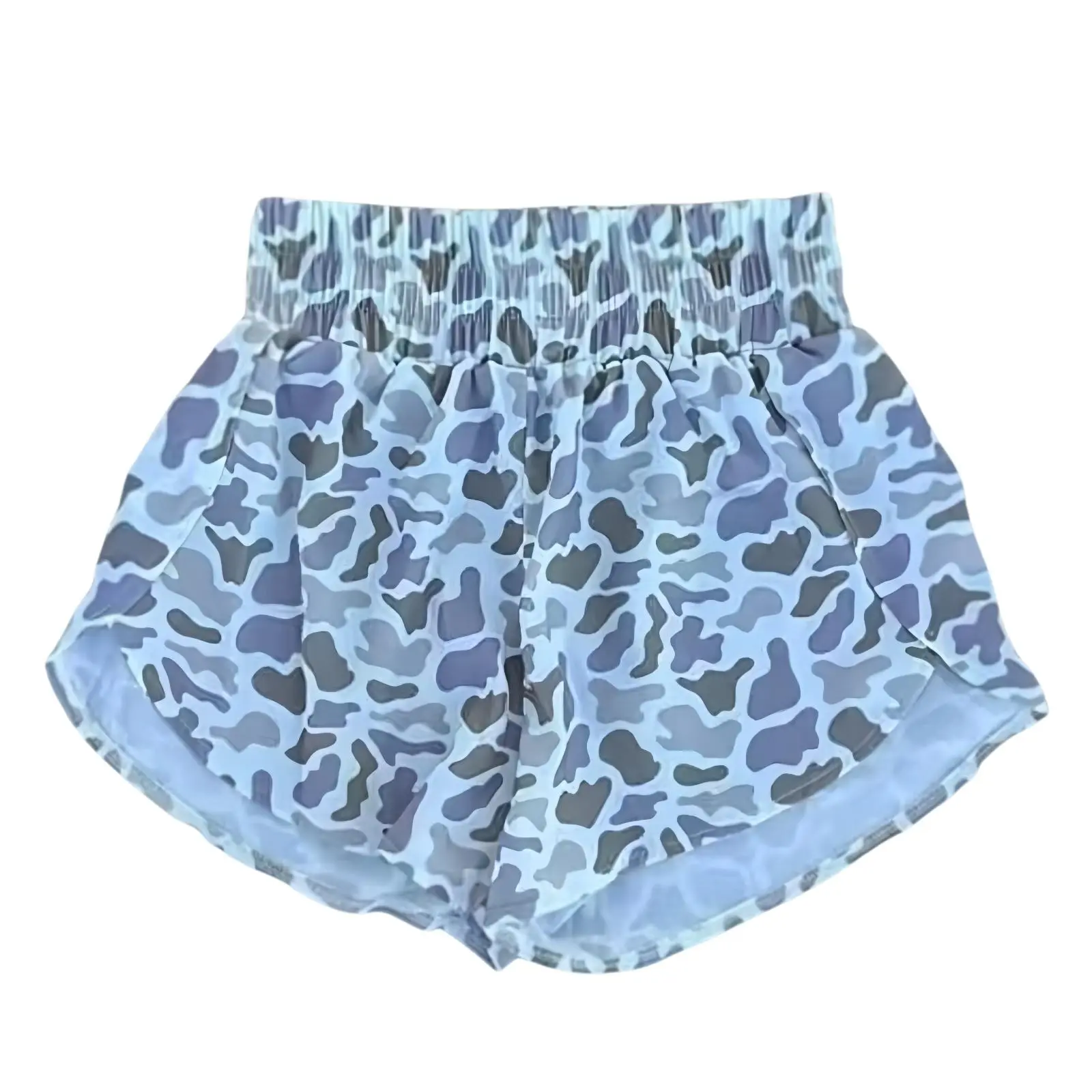 Women's Camouflage Print High-Waist Breathable Workout Shorts - Lightweight Comfortable Sports Bottoms