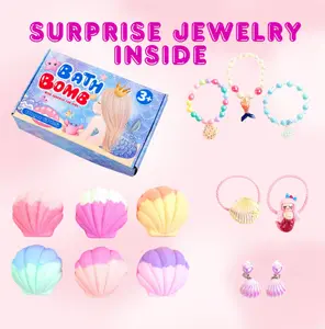 Premium Bath Bomb with Surprise Jewelry Inside - 6 Colorful Bubble Fizzies Fun Christmas Spa Gift for Her spa gift set with Natural Scented Bubbles and Elegant Jewelry Surprises