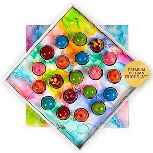 Omniya Chocolate Galaxy Bonbon Box – 20 Gourmet Chocolates | Pistachio, Hazelnut, Coffee, Cheesecake, Nutella & Lemon – Luxury Gift 11oz