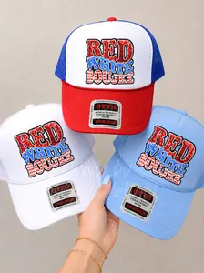 Sequin Red White Boujee 4th July Otto Trucker Hat