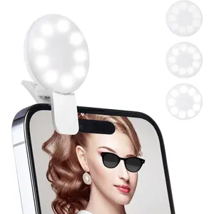 SQ-RDL004 Ring Light of Pocket-Size: Rechargeable Small Ring Light for Phone, Laptop & Makeup - Perfect for Small & Adults, Portable Selfie Light (White)