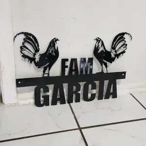 METAL ROOSTER SIGN FOR WALL DECOR IN 18GA METAL Rustic Farmhouse Design Personalized Plaque