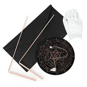 99.9% Pure Copper Dowsing Rods Kit- 2PCS 11.8 * 5.12 Inch Divining Rods+Gift Bag+Gloves for Water Divining Witching, Energy Healing, Paranormal, Ghost Hunting, Gold, Yes No Questions (Black)