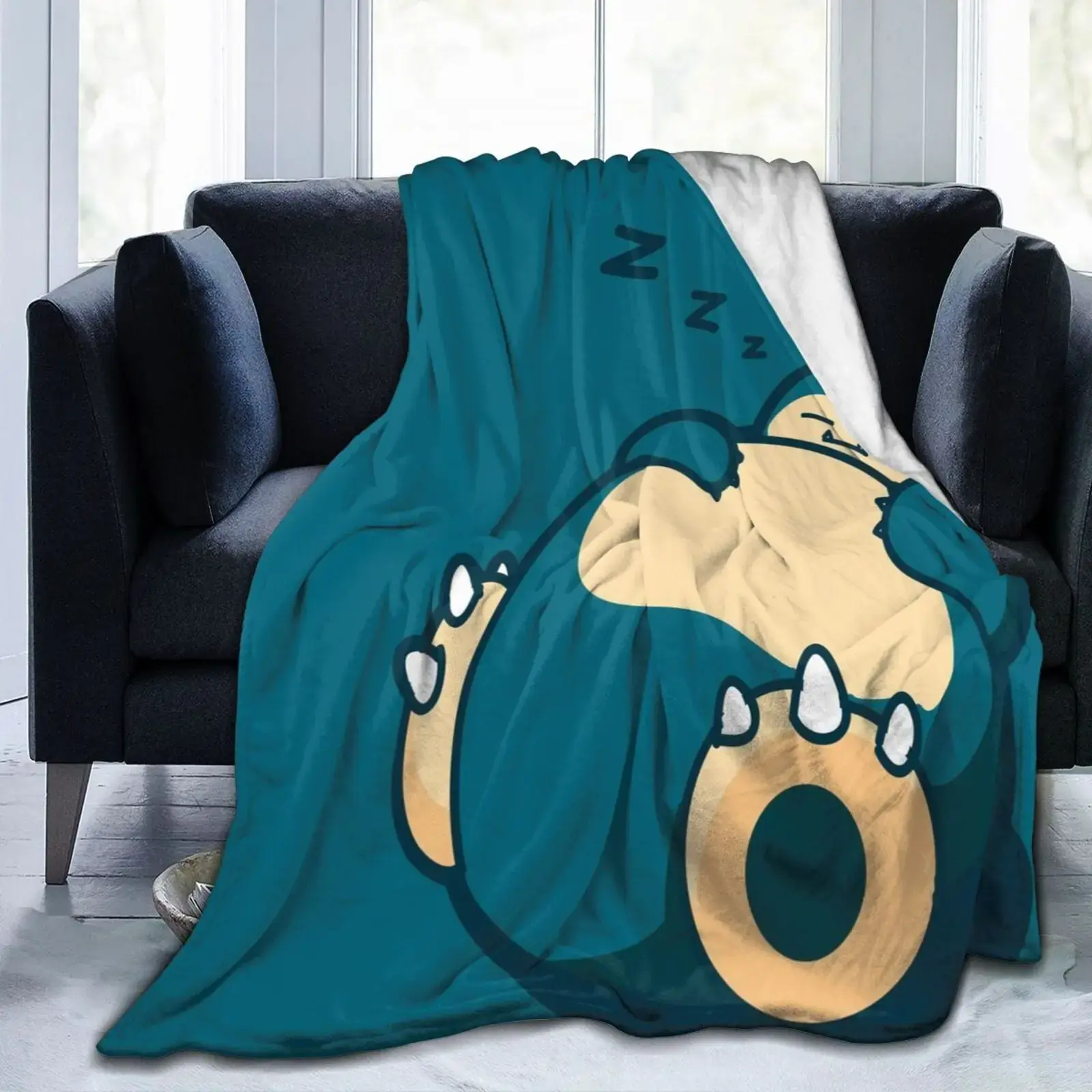Snorlax Cartoon Cooling Blanket - Ultra-Soft Thin Flannel Fleece Throw, Air Conditioning Quilt, Cozy for Kids, Ideal for Sofa Bed Use, Perfect Christmas Birthday Gift, Cooling Blankets