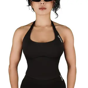 Impact Halter Top Gym Clothes Woman Removable Chest Pad Yoga Tank Tops Pilates Push-up Sports Bra Fitness Workout Activewear Outfits Compression