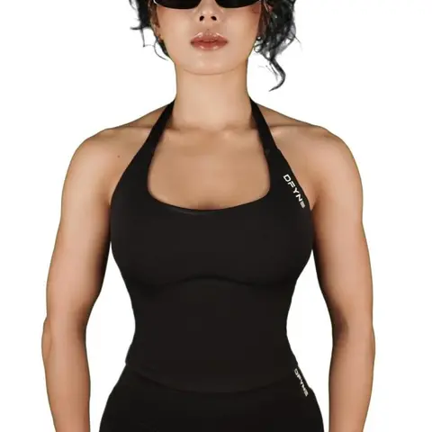 Impact Halter Top Gym Clothes Woman Removable Chest Pad Yoga Tank Tops Pilates Push-up Sports Bra Fitness Workout Activewear Outfits Compression