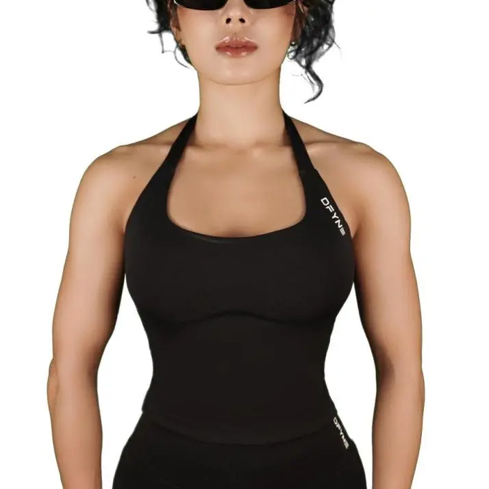 Impact Halter Top Gym Clothes Woman Removable Chest Pad Yoga Tank Tops Pilates Push-up Sports Bra Fitness Workout Activewear Outfits Compression