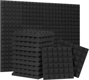 12-96 Pack 12x12x2 in Pyramid Acoustic Foam Panels, Soundproof Wall Panels for Studio Walls & Ceilings, Easy Installation, Home Improvement Use