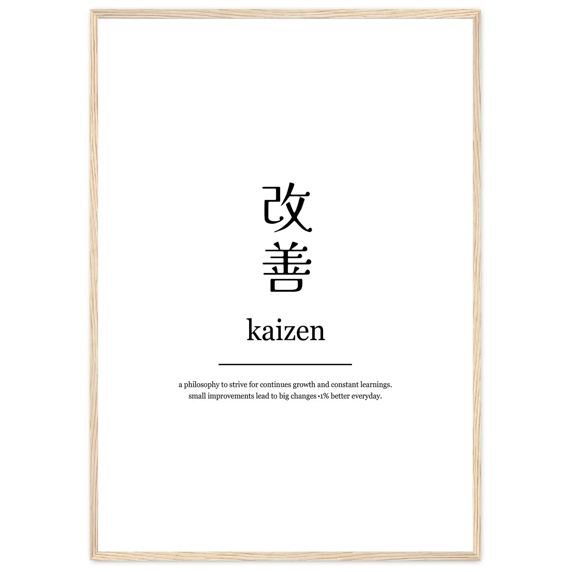 Kaizen Wallart With Frame Japanese Meaning 1 Better Everyday Poster Self Develop