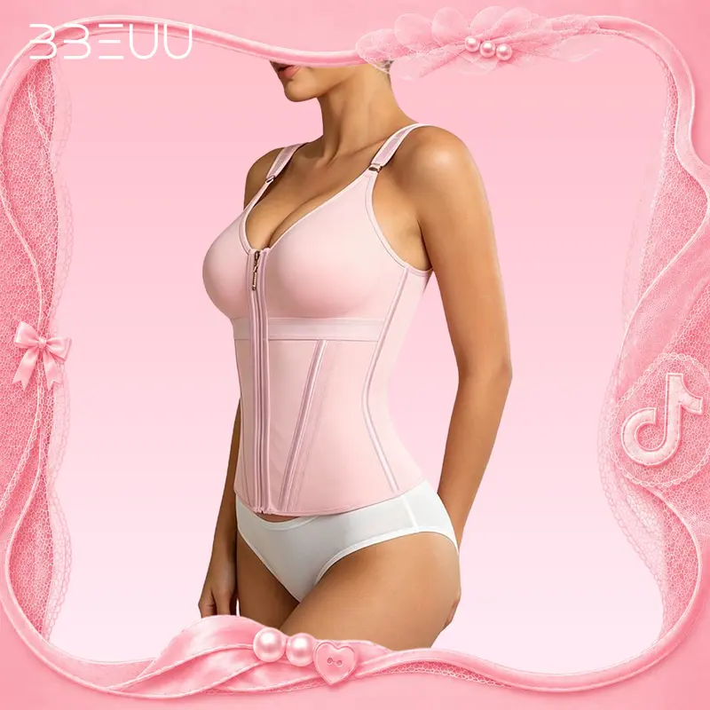 BBEUU Women's Firm Shaping Waist Cincher Vest – Instantly Creates Hourglass Silhouette, Adjustable Padded Straps for Extra Support, Breathable & Comfortable, Double-Layer Bust with No Padding, All-Day Sport Shapewear