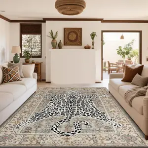 Luxury Velvet Leopard Print, Animal Printed Rug, Soft Comfortable Home Decor Carpet, Living Room Large Area Rugs Sofa Bedside Mats, Multi-Scene Use