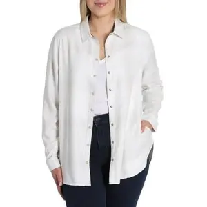 Jachs Girlfriend Women L Top Super Soft Feel Flannel Shirt Long Sleeve Shacket