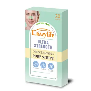 CRAZYLIFE Peelable Blackhead Nose Strips - 20 Strips per Box rael  beauty Deep Cleansing Pore Minimizing Pads