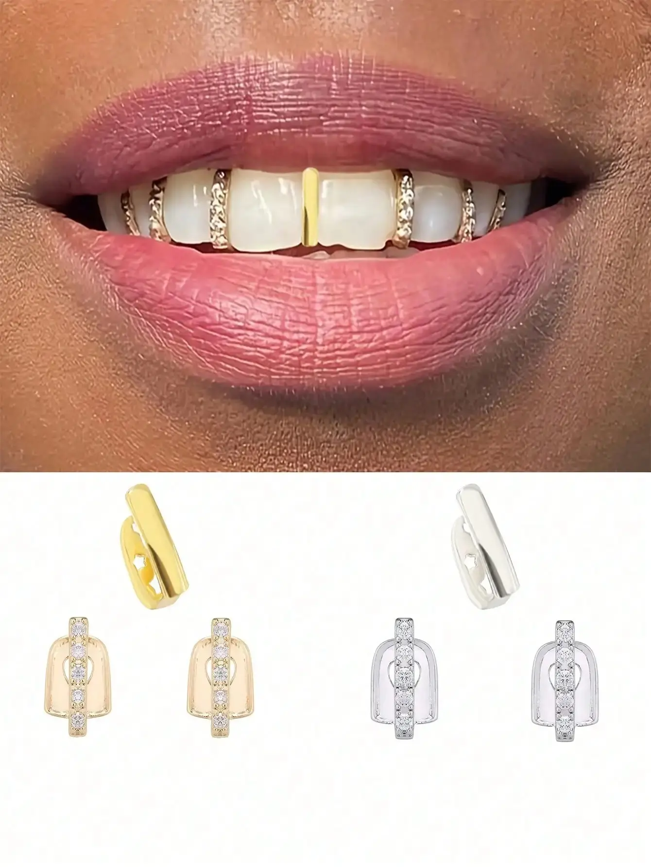 The Smooth Vertical Zircon Dental Jewelry For Fashionable Ladies Can Be Matched To Modify The Gaps Between Teeth At Will