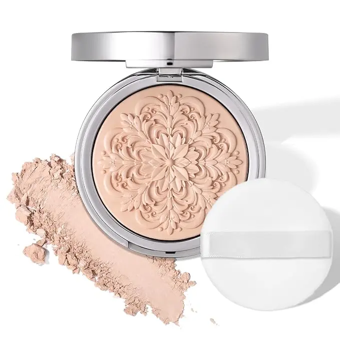 2-in-1 Superfreezed Pressed Setting Powder – Set & Prime Powder Foundation Compact, Oil Control | Hydrating | Long-Lasting | Alcohol-Free | Paraben-Free | Smooth Matte Finish (Light)