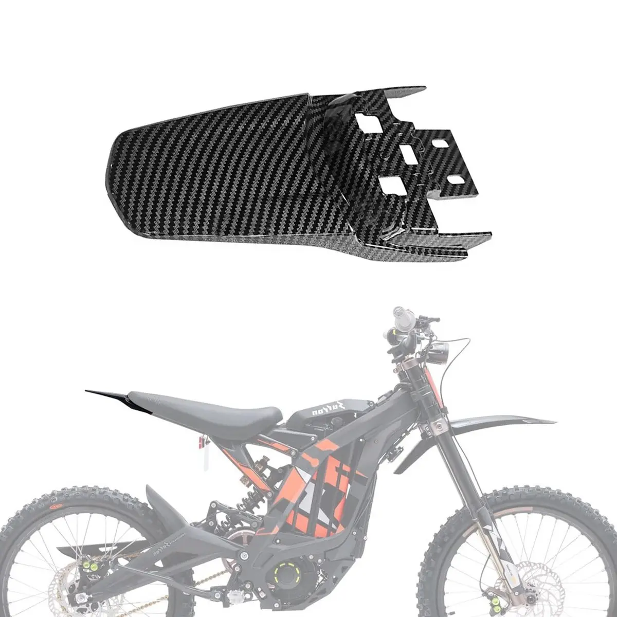 Imitation CF Short Rear Fender (ICF) Mud Guard for Sur Ron X S LBX Light Bee X S, Segway X160 X260 Electric Dirt Bikes, Water Transfer Glossy Finish Motorcycle Frame & Fitting Accessory, Surron, Mud Guard Bike