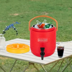 Insulated Beverage Dispenser 6.6Gal 201 Stainless Steel 24H Heat/Cold Retention 0-212℉ Faucet Spout Leakproof Double Lid for Office Party Hotel Café