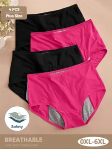 Women's High-Waisted Underwear Set, Plus Size Comfortable Daily Wear, Plain Design, All-Season Suitable, Ideal for Everyday Use