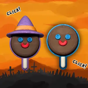 Spooky Halloween Clicker Fidget  - Mexi Clicks Stress Relief Fidgeting Clickers 3D-Printed Fidgets Inspired by Mexican Treats Paleta Payaso Witch