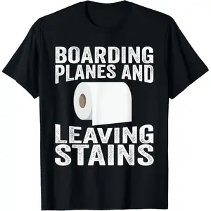 Cotton Streetwear Graphic Tees Casual Round Neck Shortsleeve Fashion Boarding Planes Leaving Stains Funny Embarrassing Airport T-Shirt