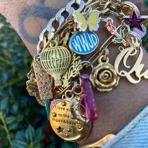 Classic Gold or Silver Charm Bracelet Stainless Steel with Colorful Charms by CharmedByKeesh