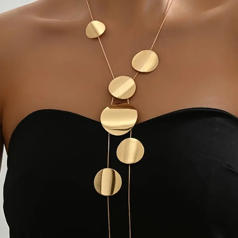 Women's Round Shaped Pendant Necklace, Alloy Necklace, Fashion Jewelry for Party, Daily Wear Necklace, Jewelry for Birthday Gift, Minimalist Necklace, Casual Style Necklaces
