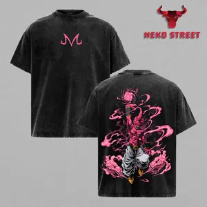 Majin Buu DBZ T-Shirt, Majin Buu Anime Graphic Tee, DBZ Villain Shirt, Double Printed Oversize Tee, Acid Washed Cotton, Vintage Dark Streetwear, Unisex Casual Top, Lightweight Oversized Fit, Gift for Anime Fan