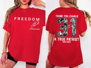 Freedom 14th October Wear Red Shirt, A True Patriot 2 Sided T-shirt, Memorial T-shirt, Tribute  Men Women Casual Cotton Tee, Graphic Patriot Top