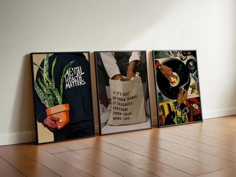 Black Man Empowerment Art Prints: Hypebeast Masculine Decor Poster #333S Set of 3