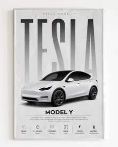 Tesla  Model Y Poster No Frame | Sports Car Wall Art Print | Modern Automotive Poster | Gift for Car Enthusiast | Car Print | Car Poster