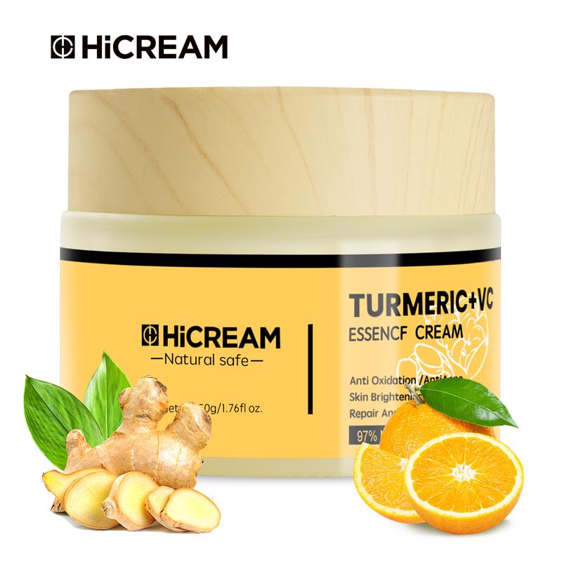 Hicream Turmeric Face Cream, Comfort Turmeric Vitamin C Brightening Lotion,Fights Acne,Evens Tone,Fades Scars,Sun Damage Moisturizers Skincare