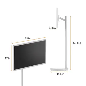 32'' Portable Touch Screen Tablet TV, Interactive Digital Display Monitor on Wheels, Built-in Battery, 8+128GB Storage, 1080P FHD Display, Android 13 OS, Rolling Stand and Bluetooth Remote Control