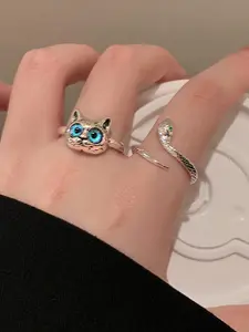 Cute Cat Snake Ring with Unique Animal Design, Adjustable Opening for Women and Girls, Perfect Fashion Accessory for Parties and Gifts, Adjustable Rings