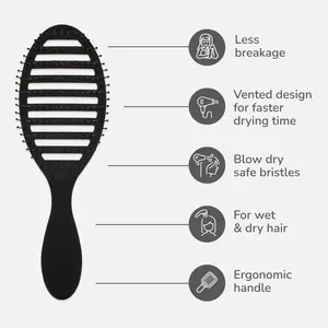 Speed Dry Hair Brush, Black Frost - Vented Design & Soft HeatFlex Bristles Are Blow Dry Safe - Ergonomic Handle Manages Tangles - Pain-Free Hair Accessories