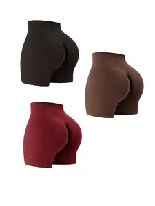 Sporty Women's Solid Color High Waist Sports Shorts, High Stretch Seamless Yoga Shorts, Leggings Shorts, Ladies Sportswear for Indoor Outdoor Wear