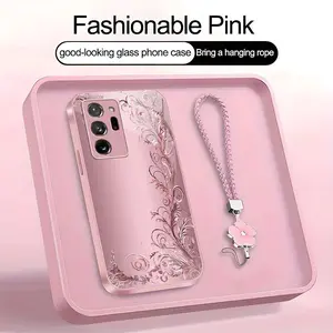 Suitable for [Galaxy Note20 Ultra 5g] high-end women's phone case🥰，a beautiful four-leaf clover lanyard is included🍀，minimalist, sophisticated floral pattern YM99