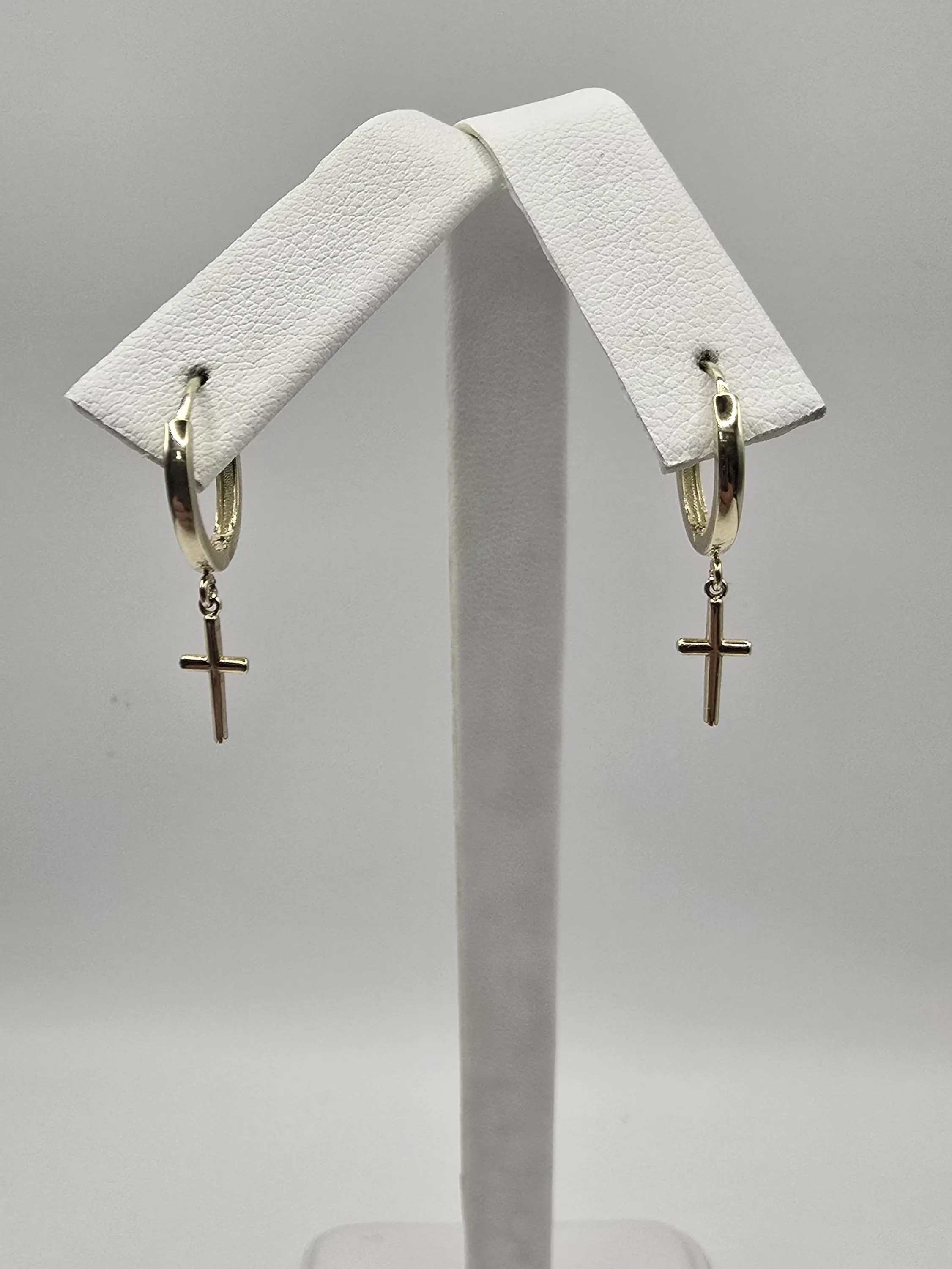 10 k aretes huguie con cruz Gold Cross Earrings Earring