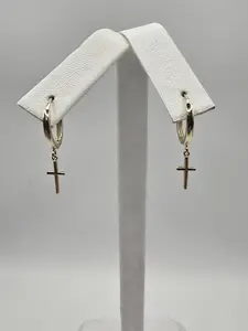 10 k aretes huguie con cruz Gold Cross Earrings Earring