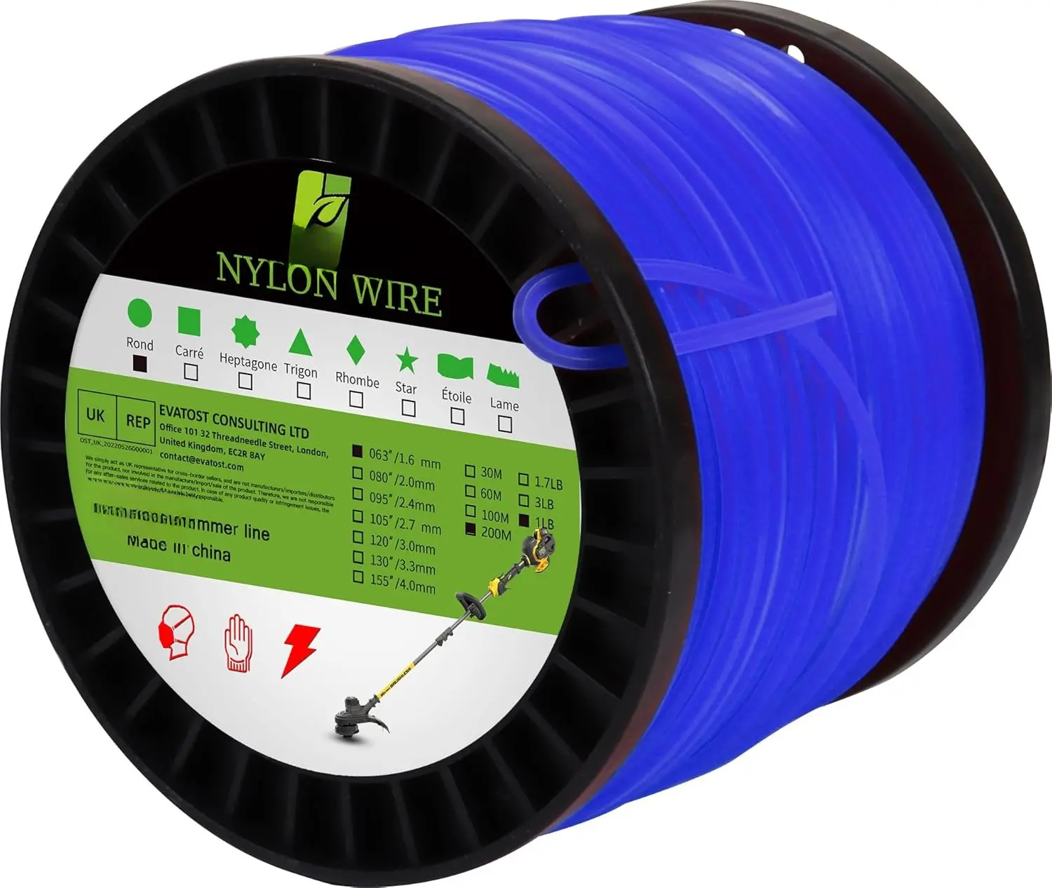 Grass Strimmer Line Wire Cord, 063" 680ft 1lb Heavy Duty Strimmer Wire, Nylon String Wire for Grass Strimmer Electric