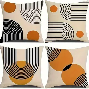 Geometric Pattern Cushion Cover, Creative Decorative Cushion, 4 Counts/set Boho Style Throw Pillow Cover, Household Decoration Supplies for Home Living Room Sofa